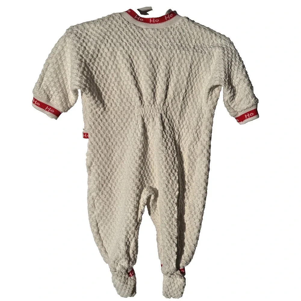 Vtg EUC Carter's Santa Bear Ho Ho Waffle Knit Snap Button Sleeper M (12–17 lbs)